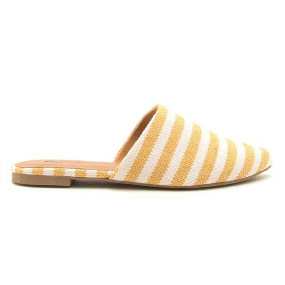 NIB Knit Yellow And White  Pinstripe Mules Size 10 NEW - Picture 4 of 6